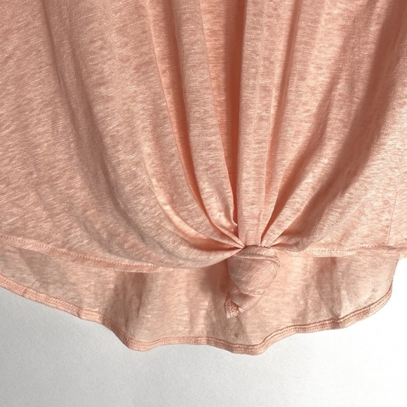 Lou & Grey for Loft peach linen tie front tee size small NWT - Picture 3 of 6